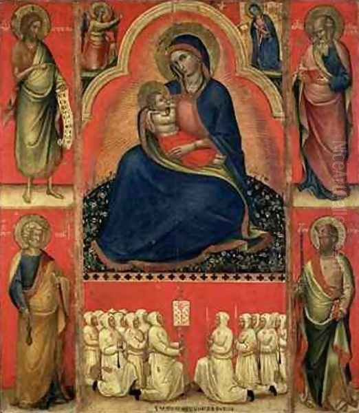 Madonna dellUmilta with saints and members of the Scuola di San Giovanni Evangelista Oil Painting by Bologna Giovanni da