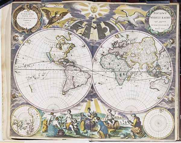 Orbis Terravm novm et Accuratissima Tabula Oil Painting by Pieter Goos