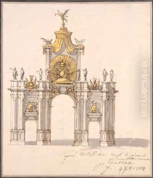 Design of the Decoration for the Triumphal Red Gate in Moscow Oil Painting by Pietro Gonzaga