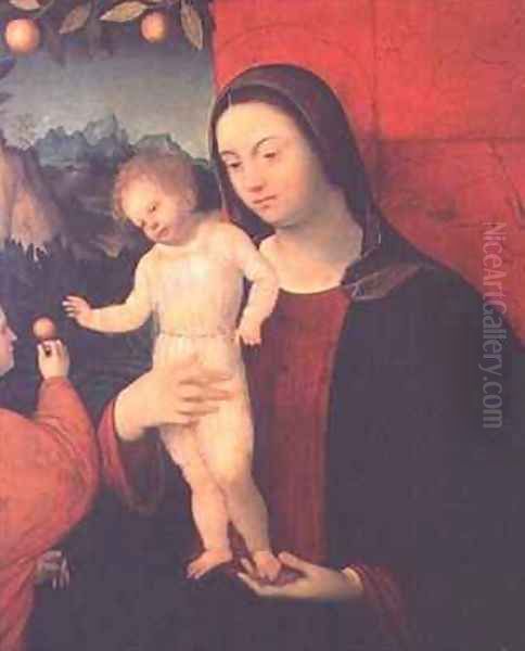 Madonna and Child with St Catherine Oil Painting by Agostino da Lodi Giovanni