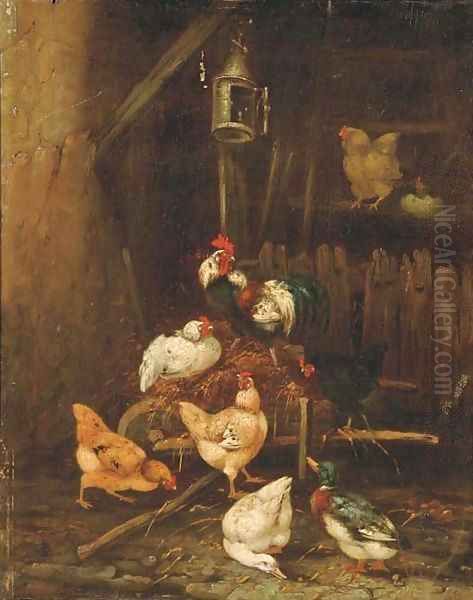 In the hen house Oil Painting by Claude Guilleminet