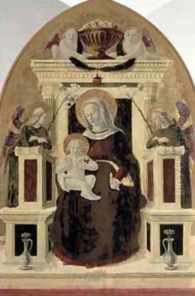 Madonna and Child Enthroned with Angels Oil Painting by Girolamo Giovanni