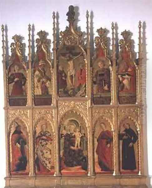 Polyptych of Gualdo Tadino with Virgin Enthroned Crucifixion and Saints Oil Painting by Girolamo Giovanni