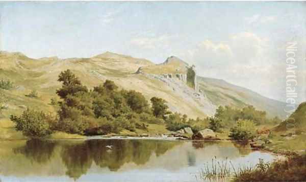 A still pool, in the Vale of the Lledr, North Wales Oil Painting by James Edward Grace