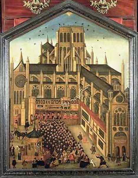 Dr King preaching at Old St Pauls before James I Oil Painting by John Gipkyn