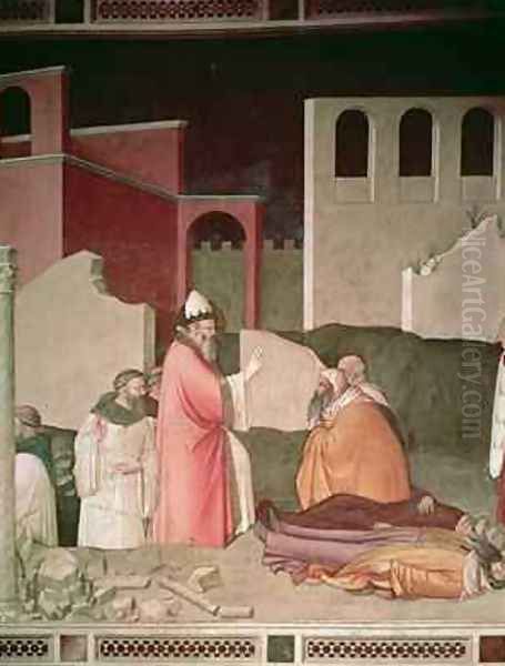 St Sylvester resuscitating two dead Romans Oil Painting by Maso di Banco Giottino