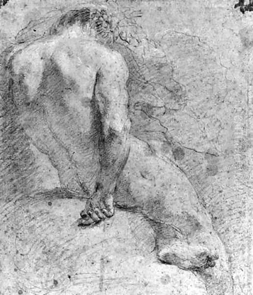 A seated nude, seen from behind Oil Painting by Anton Domenico Gabbiani