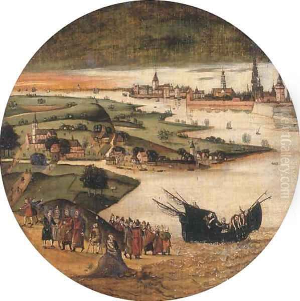 A view of the Schelde near Antwerp with the Miraculous Draught of Fishes Oil Painting by Lucas Gassel