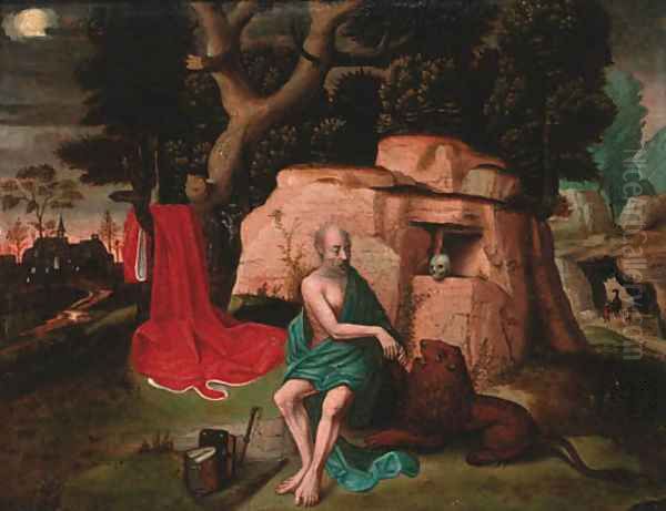 Saint Jerome in the wilderness Oil Painting by Lucas Gassel