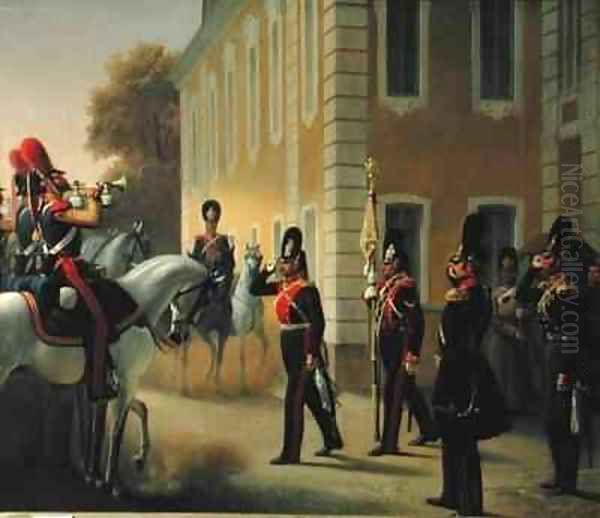 Parading of the Standard of the Great Palace Guards Oil Painting by Adolph Gebens