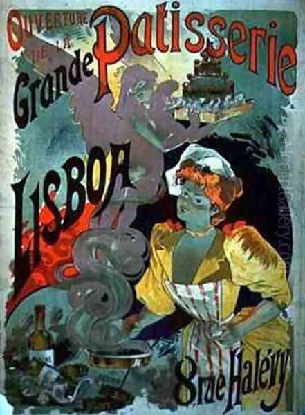 Poster advertising the Opening of the Grande Patisserie Lisboa in Paris Oil Painting by Emile Georges Giran