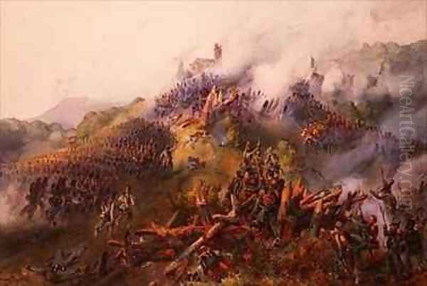 The Battle of Vicenza the Storming of Monte Berico Oil Painting by Franz Gerusch