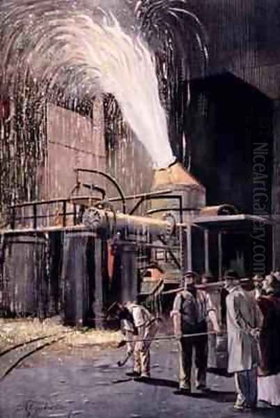 The Bessemer process for the mass production of steel Oil Painting by Fritz Gehrke