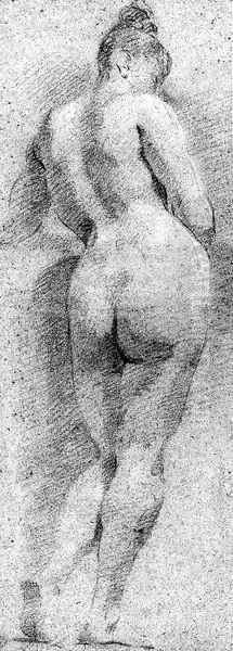 A female Nude seen from behind Oil Painting by Johann Georg Grassmair