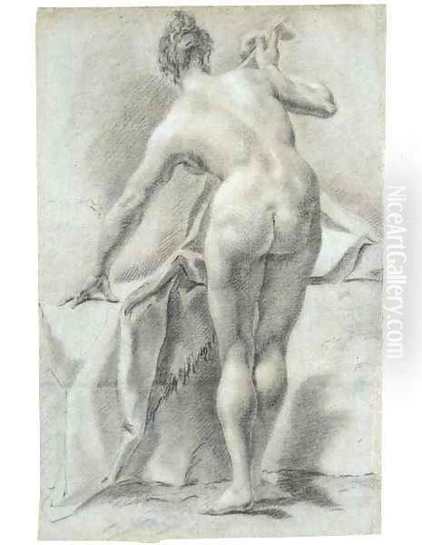 A nude woman seen from behind Oil Painting by Johann Georg Grassmair