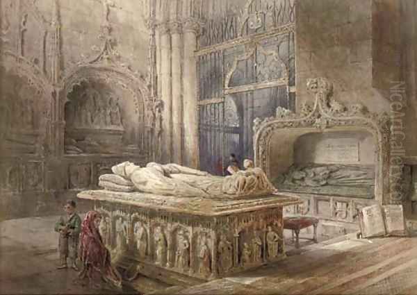 The interior of Burgos Cathedral Oil Painting by Sir Ernest George