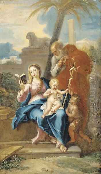 The Holy Family with the Infant Saint John the Baptist Oil Painting by Corrado Giaquinto