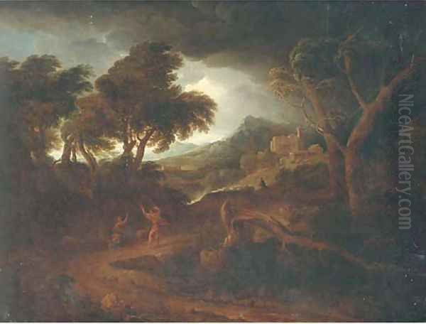 Figures in an Arcadian landscape Oil Painting by Edmund Gill