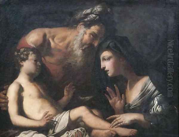 Elijah and the widow of Zarephath Oil Painting by Giovanni Francesco Barbieri