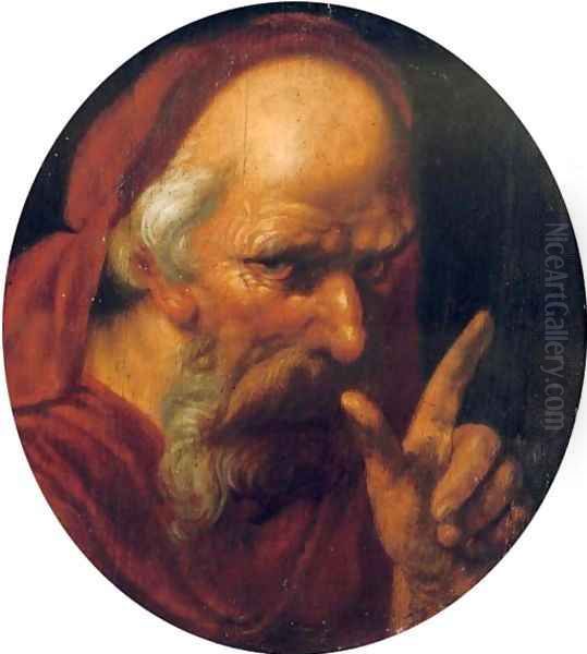 A 'tronie' of a bearded old man, possibly Saint Jerome Oil Painting by Hendrick Goltzius