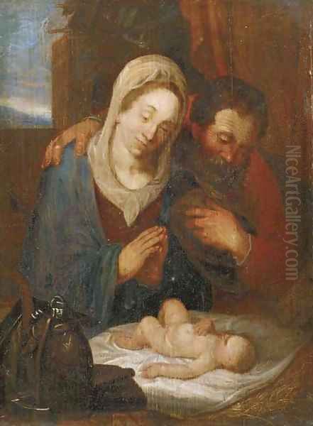 The Holy Family Oil Painting by Hendrick Goltzius