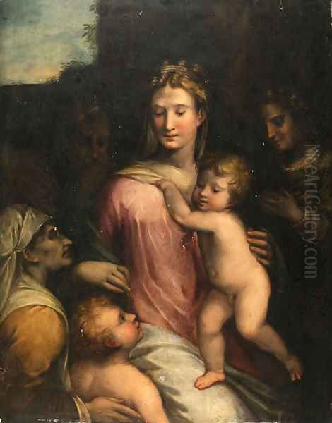 Holy Family with the Infant Saint John the Baptist, Oil Painting by Girolamo Da Trevisio Giovane