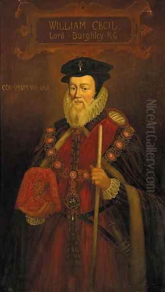 Portrait of William Cecil (1520-1598), 1st Baron Burghley 2 Oil Painting by Marcus The Younger Gheeraerts