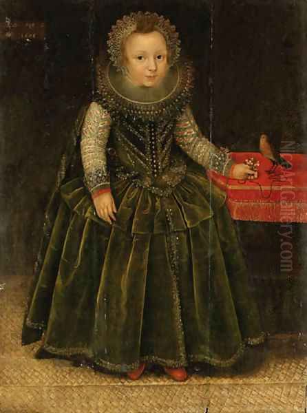 Portrait of a young Girl Oil Painting by Marcus The Younger Gheeraerts