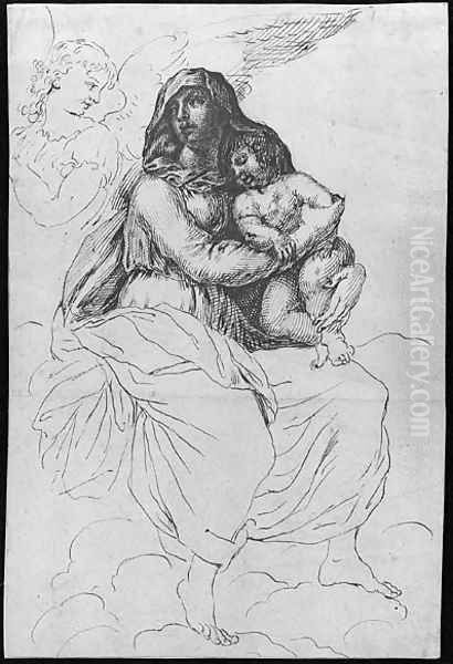 The Madonna and Child with an Angel by Jacob de II Gheyn