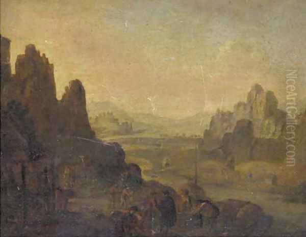 A Rhenish landscape with the vendage Oil Painting by Jan Griffier