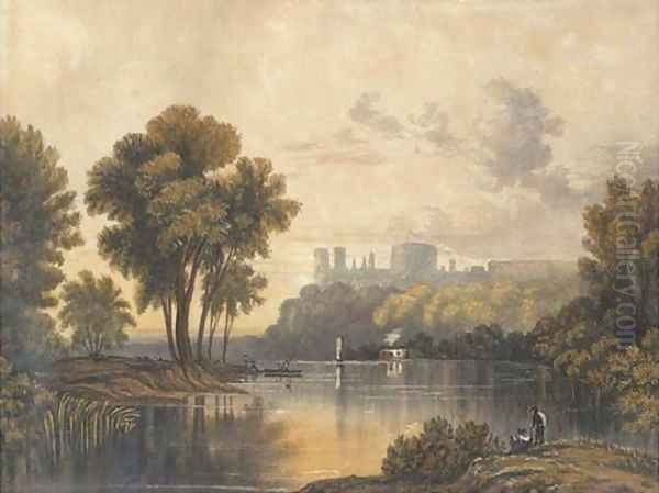 Windsor Castle from the Thames Oil Painting by John Glover