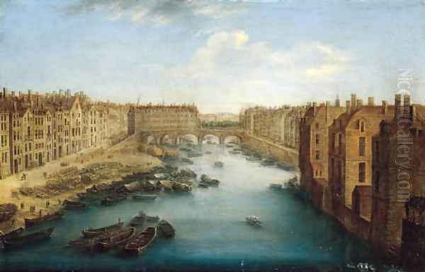 A view of the Pont Neuf, Paris Oil Painting by Orazio Grevenbroeck