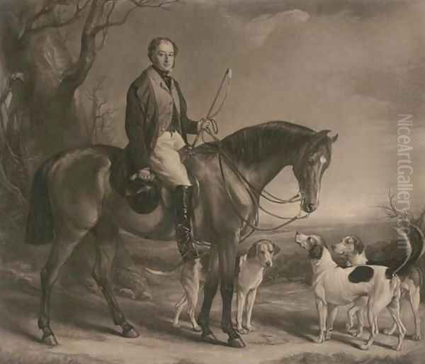 Henry Lascelles, 3rd Earl of Harewood (1797-1857), on horseback with his hounds, by George Raphael Ward Oil Painting by Sir Francis Grant