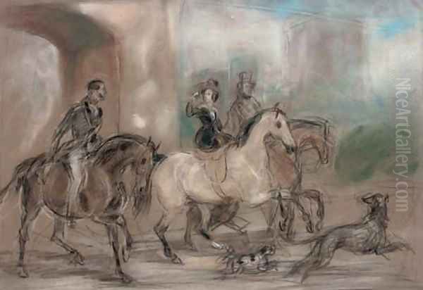 Queen Victoria riding out at Windsor Castle Oil Painting by Sir Francis Grant