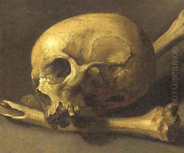 A momento mori of a skull and bones Oil Painting by Theodore Gericault