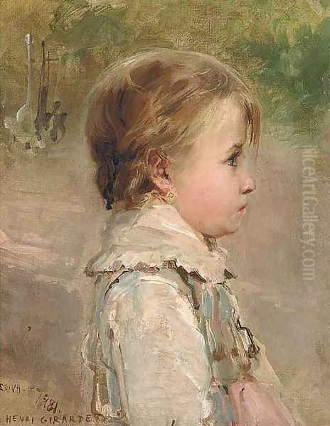 Portrait of a young girl Oil Painting by Edouard-Henri Girardet