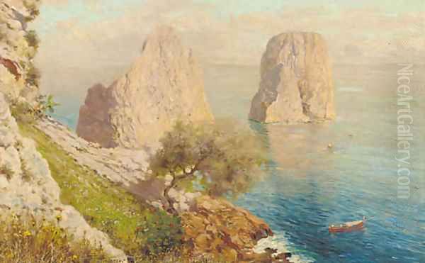 I Faraglioni, Capri Oil Painting by Giuseppe Giardiello