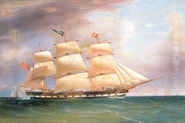 Portrait of the Full rigged Ship Bombay in full Sail Oil Painting by William Clark Of Greenock