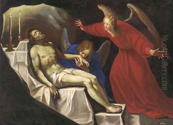 Angels lamenting over the Body of Christ Oil Painting by Orazio Gentileschi