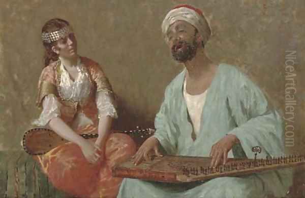 A tune on the sitar Oil Painting by Eduardo Galli