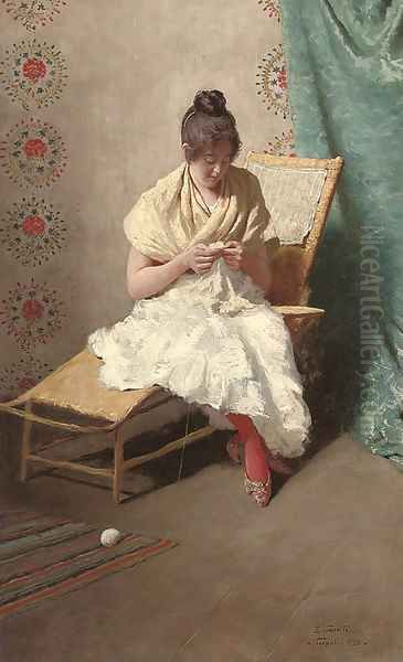 The seamstress Oil Painting by Eduardo Galli