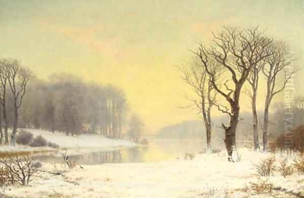 Early morning in winter Oil Painting by Nordahl Peter Frederik Grove