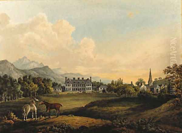 Views in Killarney Lord Kenmare's house Oil Painting by Sir Thomas Gage