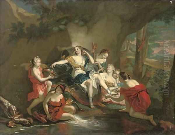 Diana and her Nymphs Oil Painting by Sebastien Leclerc, Called Leclerc Des Gobelins