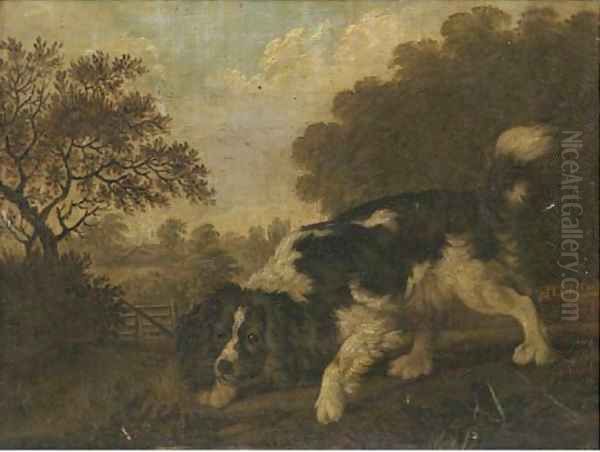 A spaniel in a landscape Oil Painting by Thomas Gooch