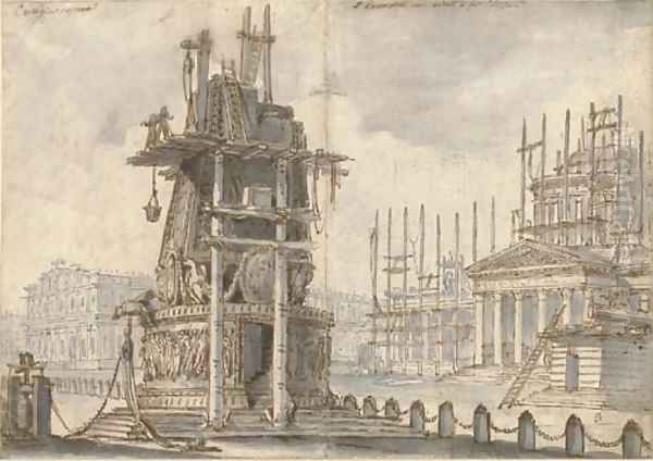 A set design for an opera called Oil Painting by Bernardino Galliari