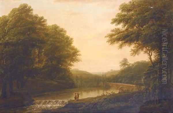 Figures in the grounds of Hestercombe, Somerset Oil Painting by Edmund Garvey