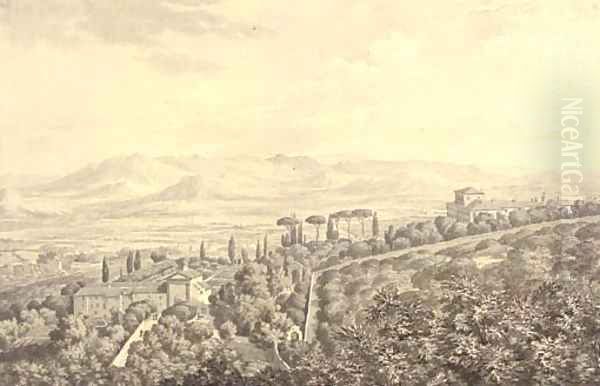 View of Frascati, 1780 Oil Painting by Jean Grandjean