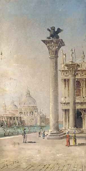 Santa Maria della Salute from St. Mark's Oil Painting by Marco Grubas