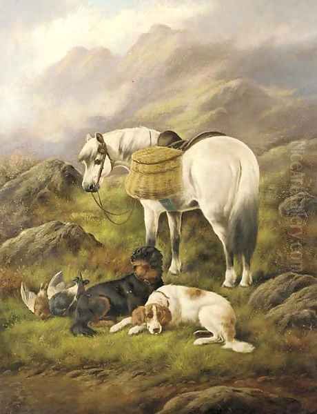 Setters and a pony with the day's bag Oil Painting by John Gifford